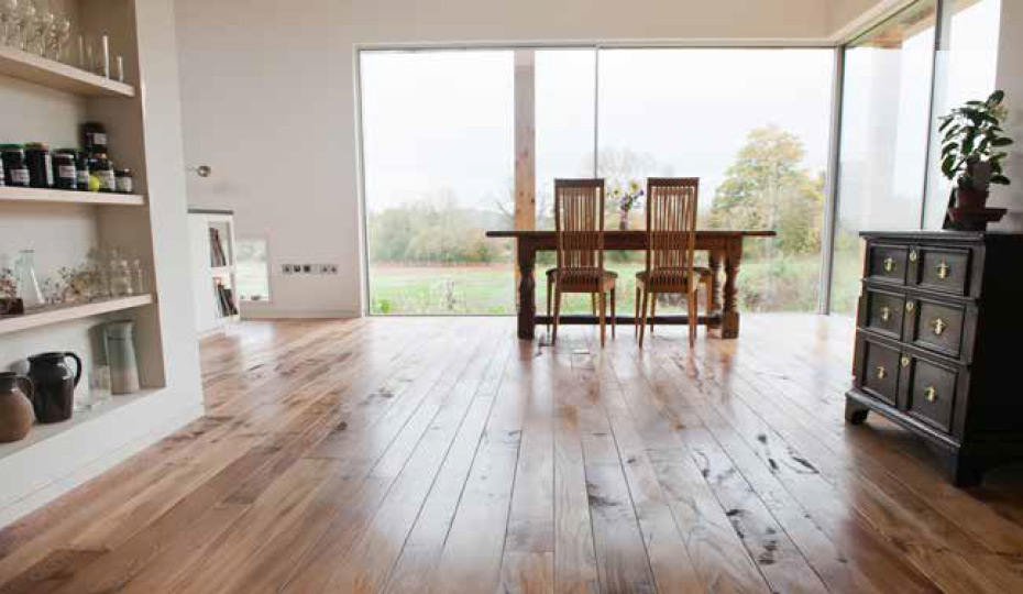 Solid British elm flooring