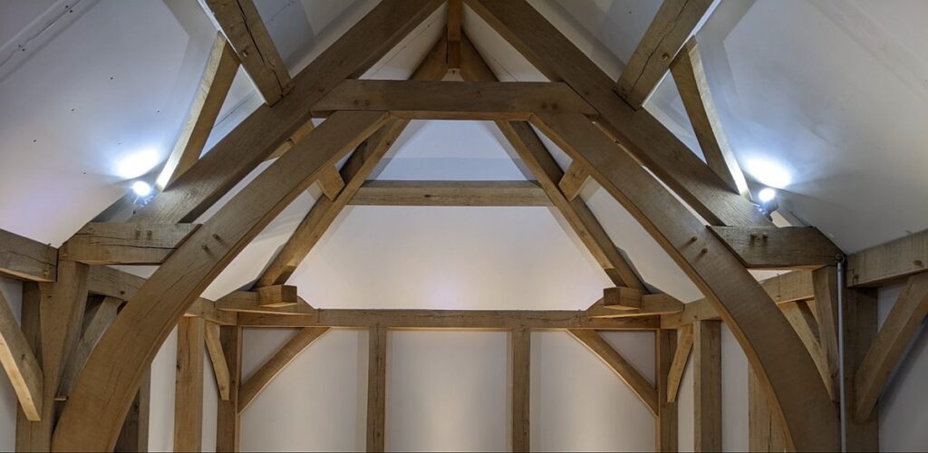 Oak framed home gym beams inside
