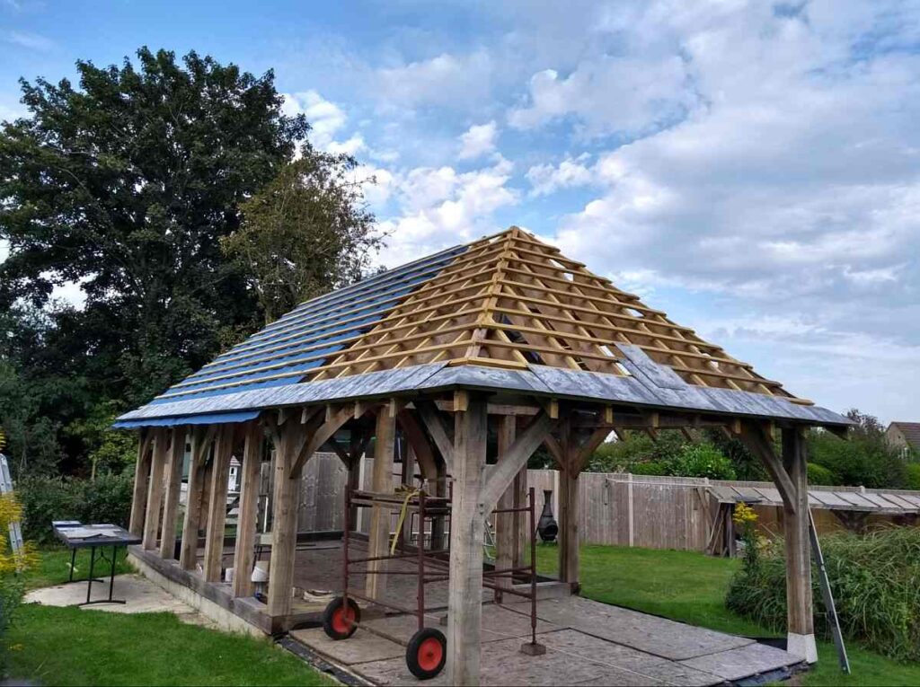 Oak framed home gym roof