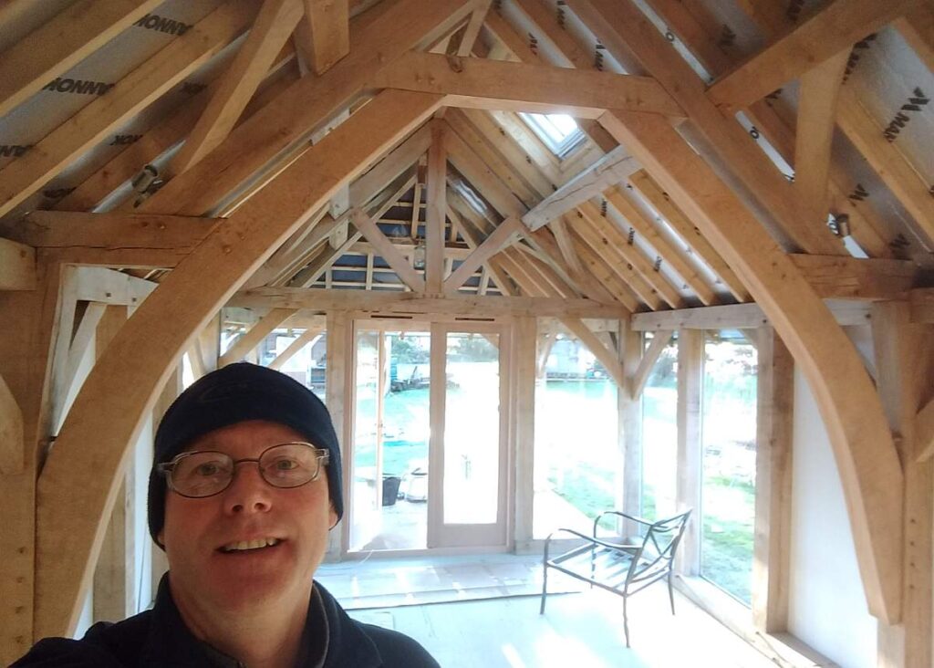 Cain in his oak framed home gym