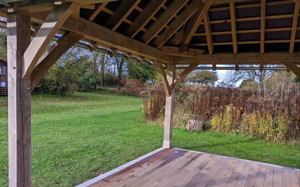 Oak framed home gym decking