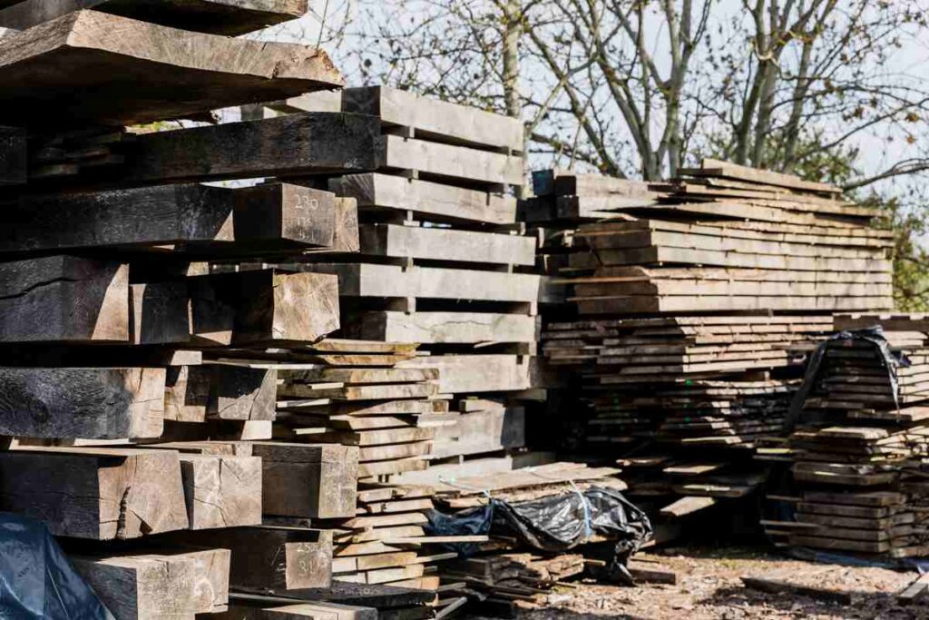 Semi-seasoned oak beams