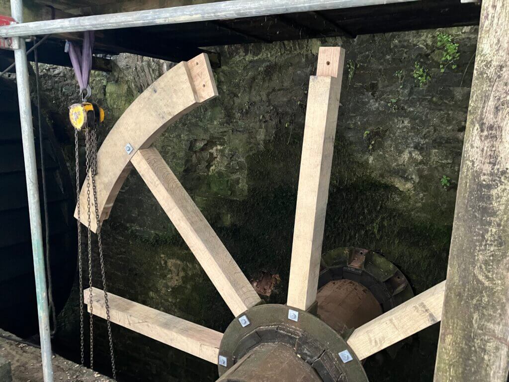 Dunster Castle - Wheel Restoration - reconstruction underway