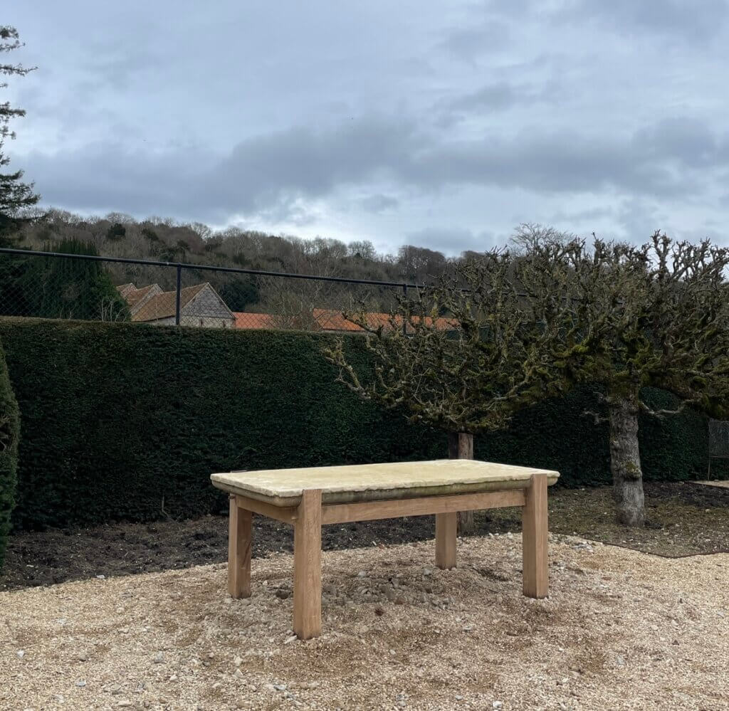 Limestone and oak table