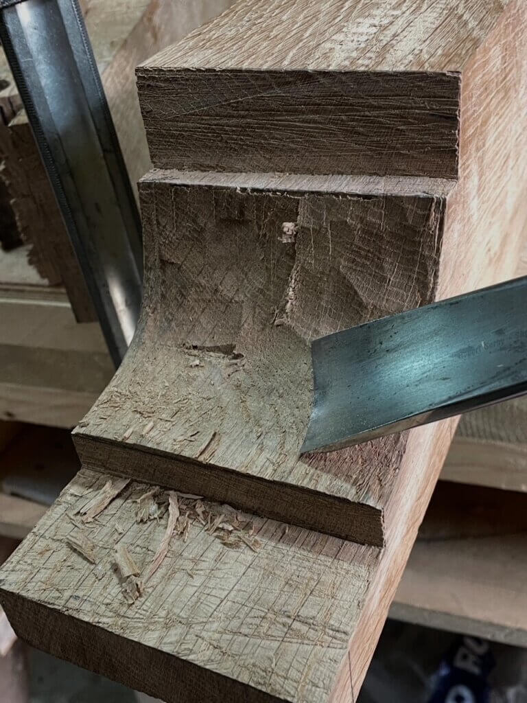 Kiln dried oak being shaped